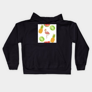 simple, white, flamingo,  yellow, square, pineapple, banana, yellow, orange, juicy, fruit, glitter, gold, summer, pattern, funny, sunny Kids Hoodie